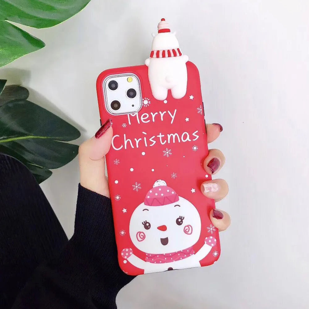 Red and green Christmas design silicone back cover case for an iPhone.