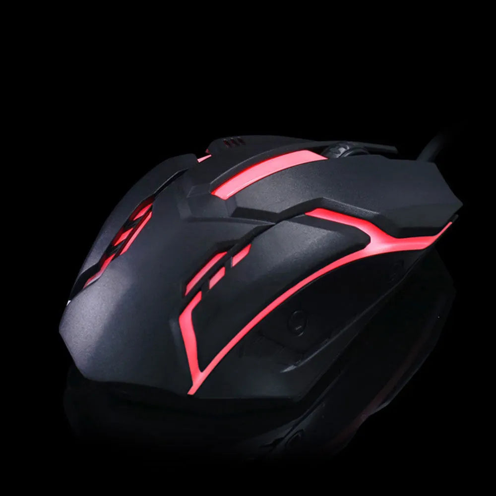 Wired LED glow computer mouse in black or white with colourful lighting effects
