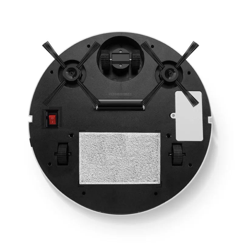Black automatic floor sweeping robot with 28cm diameter circular design for hard floor cleaning