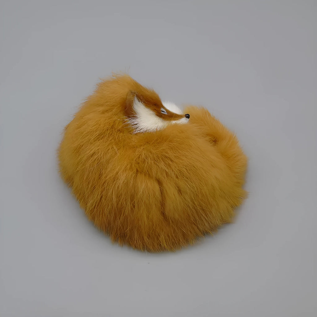 Artificial white fox fur car decoration measuring 15cm tall