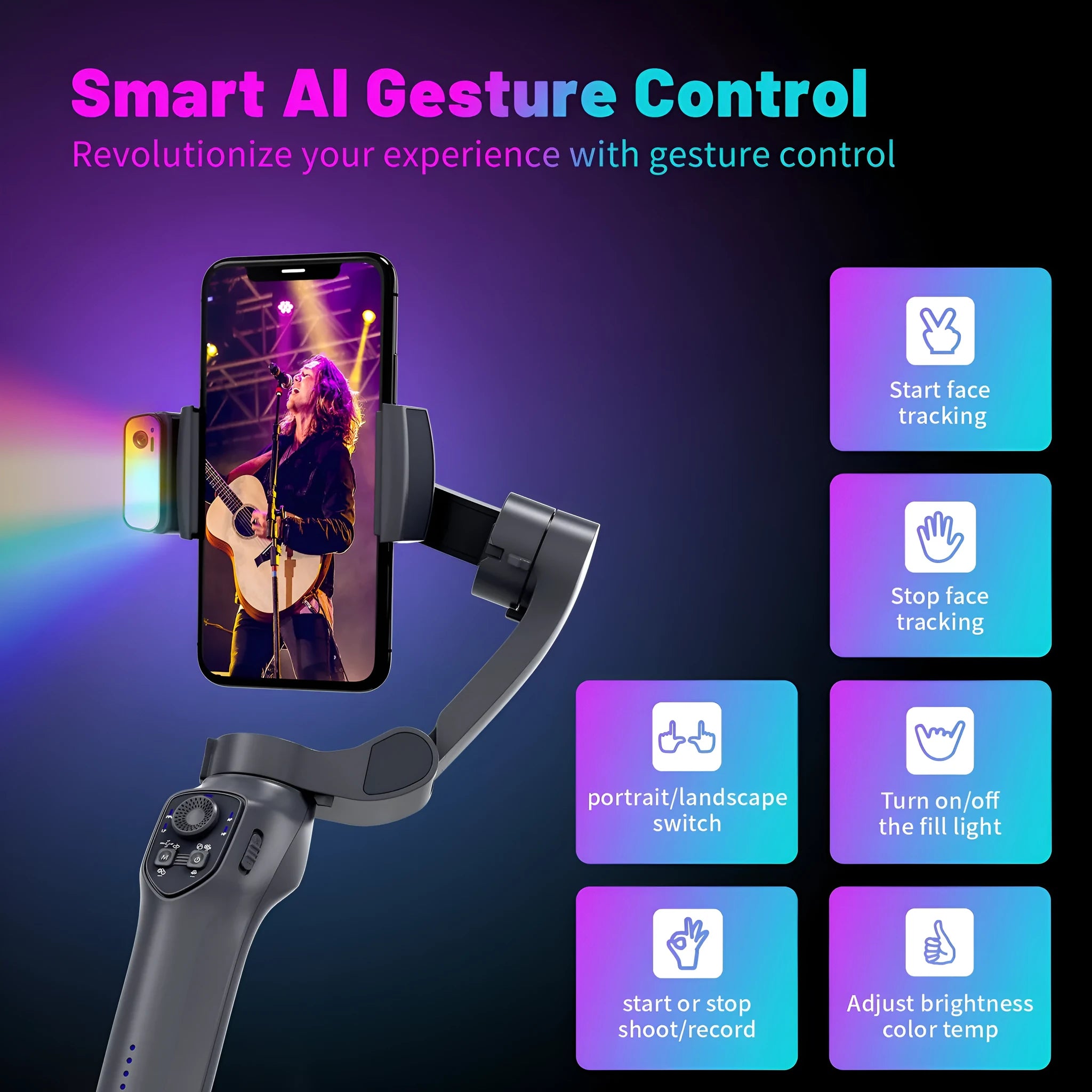 RK Series foldable handheld phone gimbal stabilizer in L7Cpro gun colour.