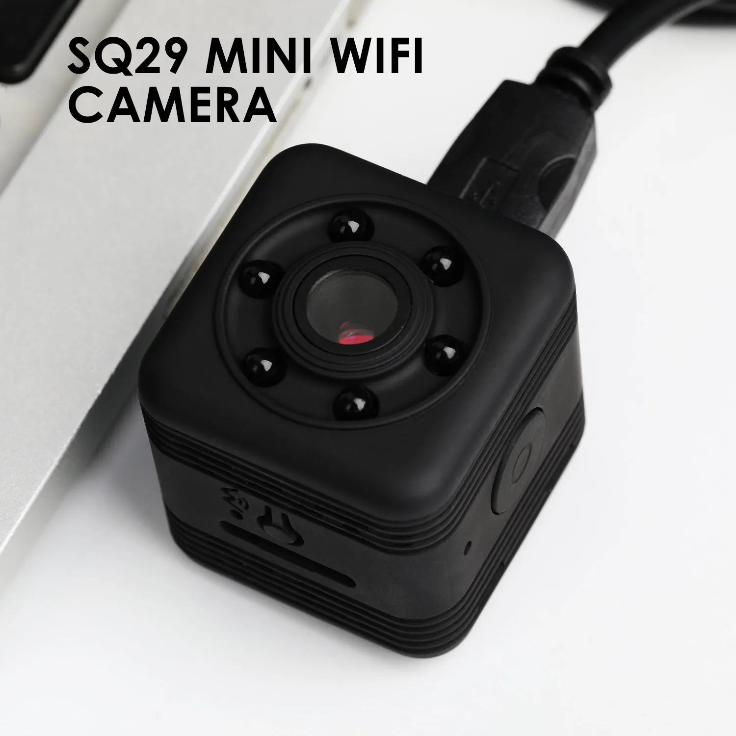 Black waterproof sports camera with 240 minute battery life for continuous action recording