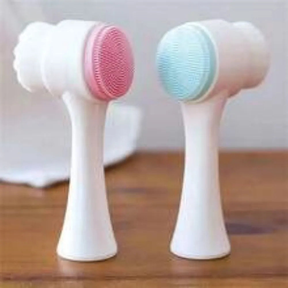 Blue and pink nylon bristle pet paw brushes for dog and cat grooming.