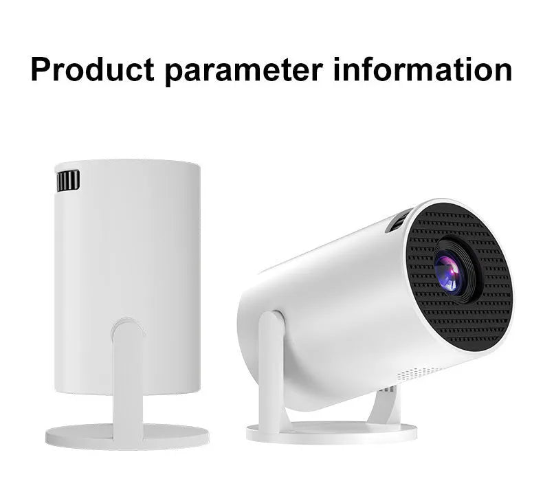 White portable mini wireless HD projector for home cinema use.