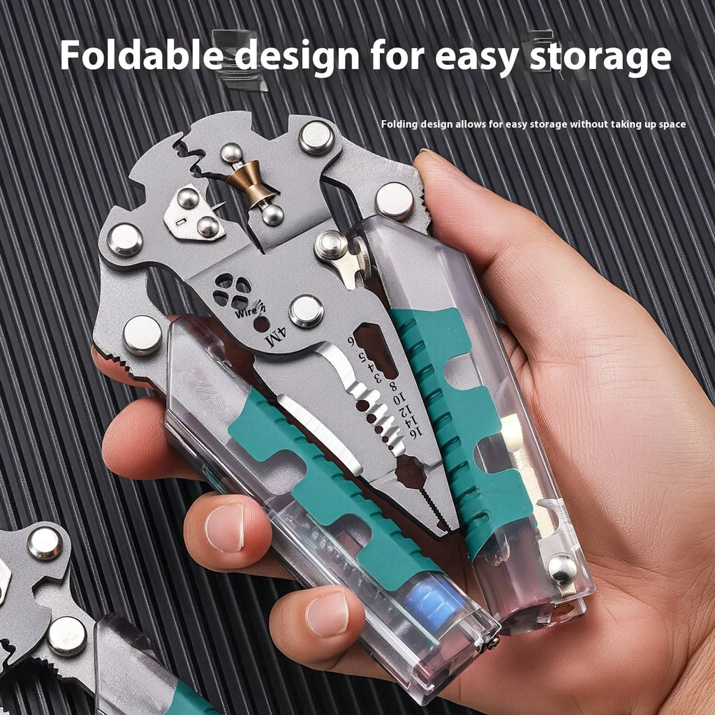 Multi-functional electric pointed pliers wire stripper with rust-resistant Luo ni steel cutting edges.
