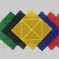 Reinforced plastic mosaic grille tile in black, 400mm x 400mm, for car wash floor