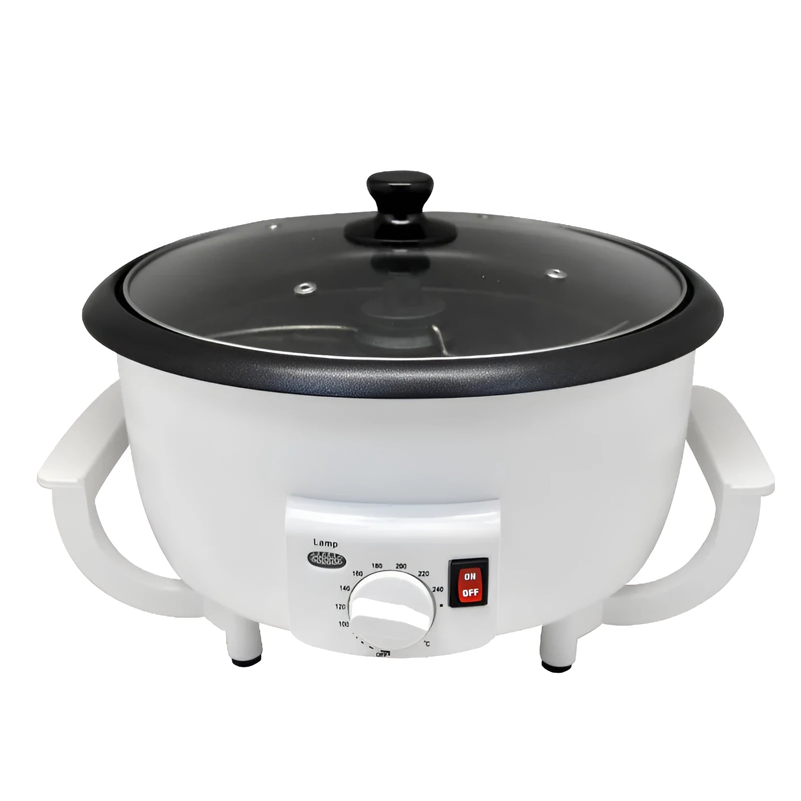 White oblate coffee roasting machine for home use with 750g capacity