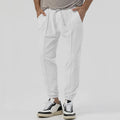 Men's grey cotton blend straight-leg track sweatpants with a tapered fit and elasticated waist.