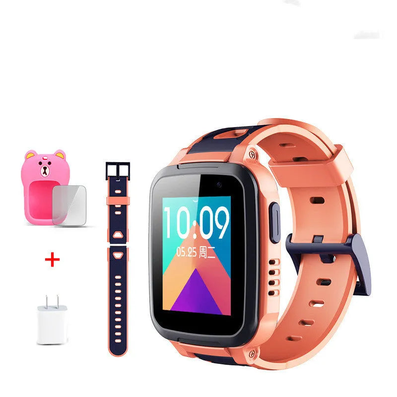 SE5 blue children's smart watch with stainless steel band on a wrist