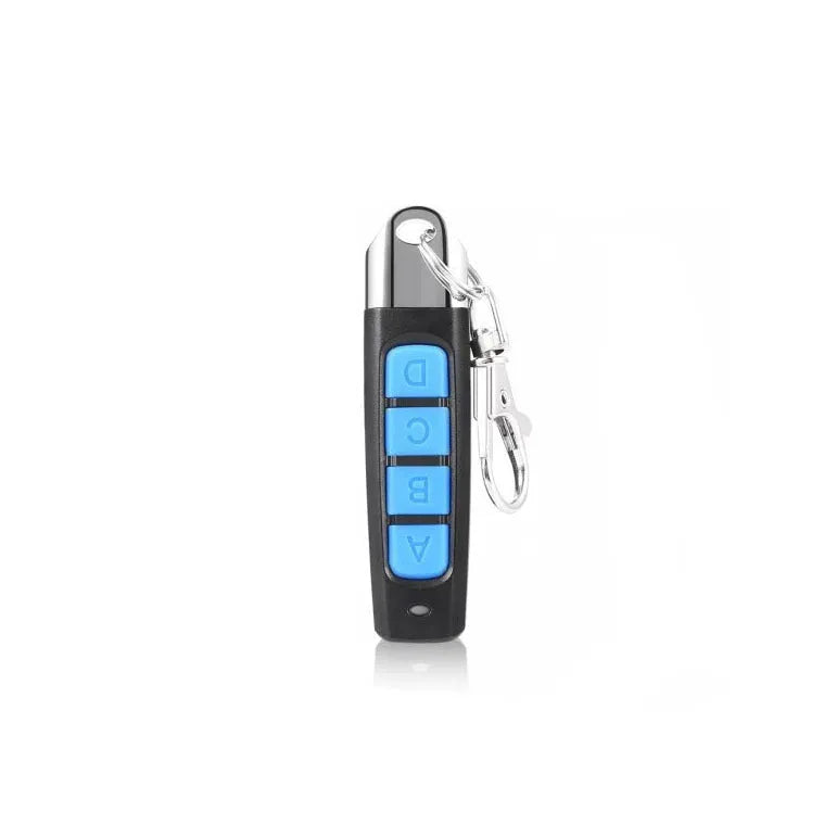 433MHz rolling door remote control measuring 6.7cm with 50-100 metre range in black, blue, grey or red