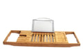 Natural bamboo bathtub storage frame with single-tier shelf for bathroom organisation