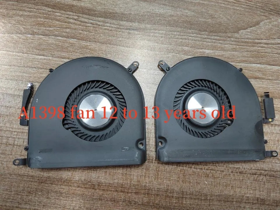 A1398 laptop cooling fan replacement part for MacBook Pro 12-inch and 13-15 inch Retina models.
