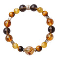 Natural yellow tiger-eye crystal bracelet with geometric design in 10mm or 12mm size