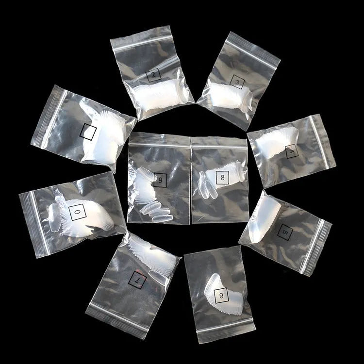500 transparent natural fake nails in 10 sizes with certified ABS material