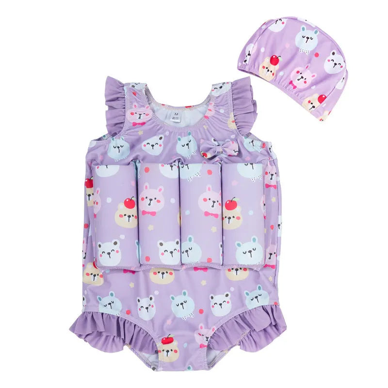Children's buoyancy swimsuit one-piece girl cartoon nylon swimming and wading suit size S-XXL