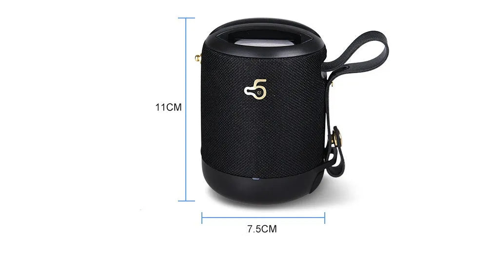 Small waterproof portable Bluetooth speaker in multiple colours with a carry strap.