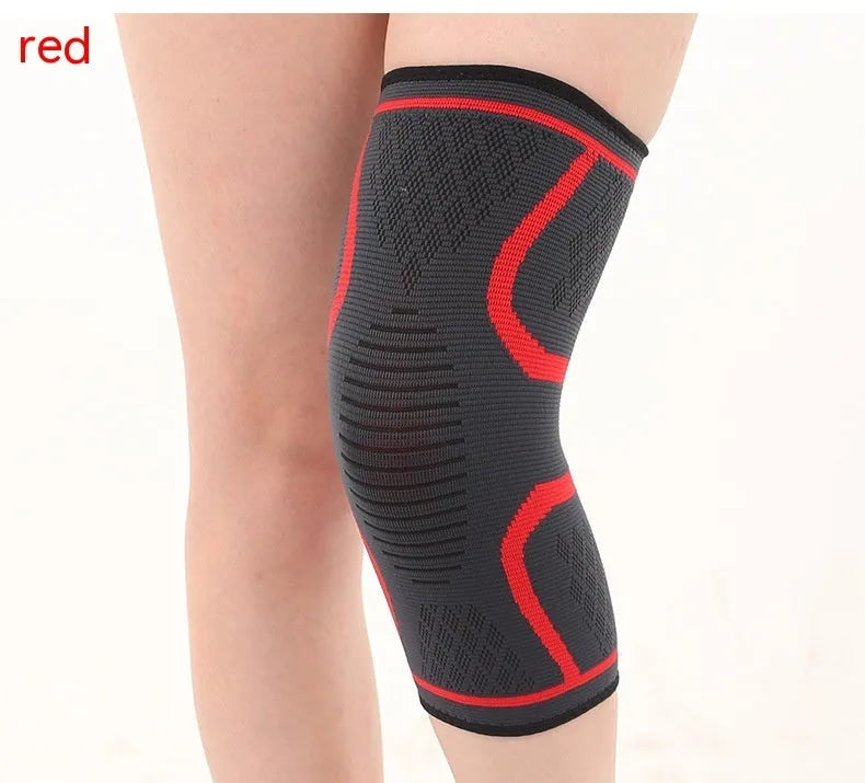 Black double corrugated non-slip stretch knee pad for sports protection.