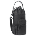 Cloth water bottle shoulder bag with adjustable crossbody strap in black, green, or pink