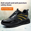Orange lightweight leather safety work shoes with rubber sole for anti-smash and puncture protection