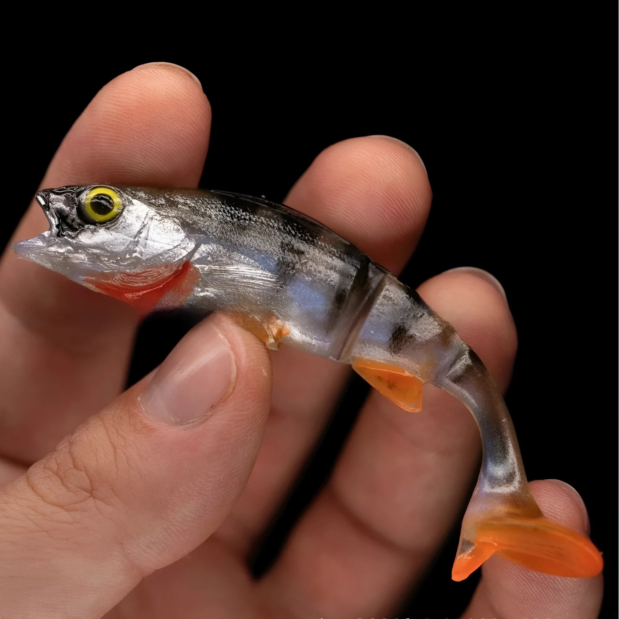 T-tail catfish fishing lure with fish scale colour pattern for sea fishing applications