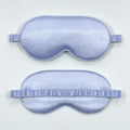 Double-sided silk-like sleep mask in rayon satin, shown in multiple colour options on a white background.