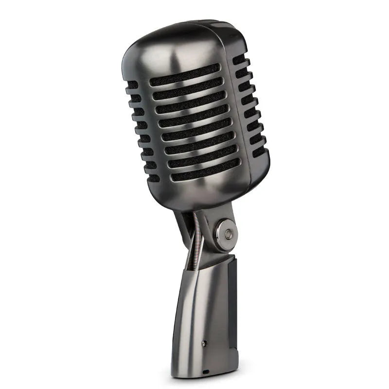 Retro-style wireless condenser microphone with cardioid polar pattern for professional audio recording