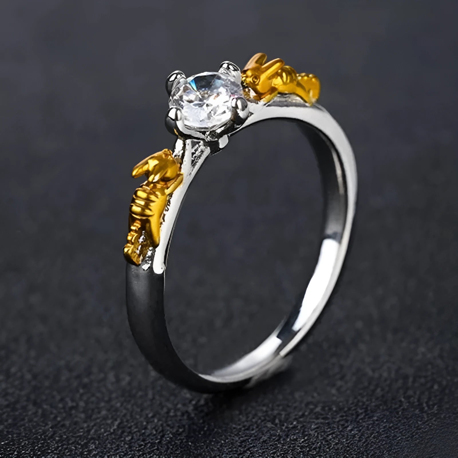 Black gold tone copper crown ring for cosplay and fashion, shown in size 8.