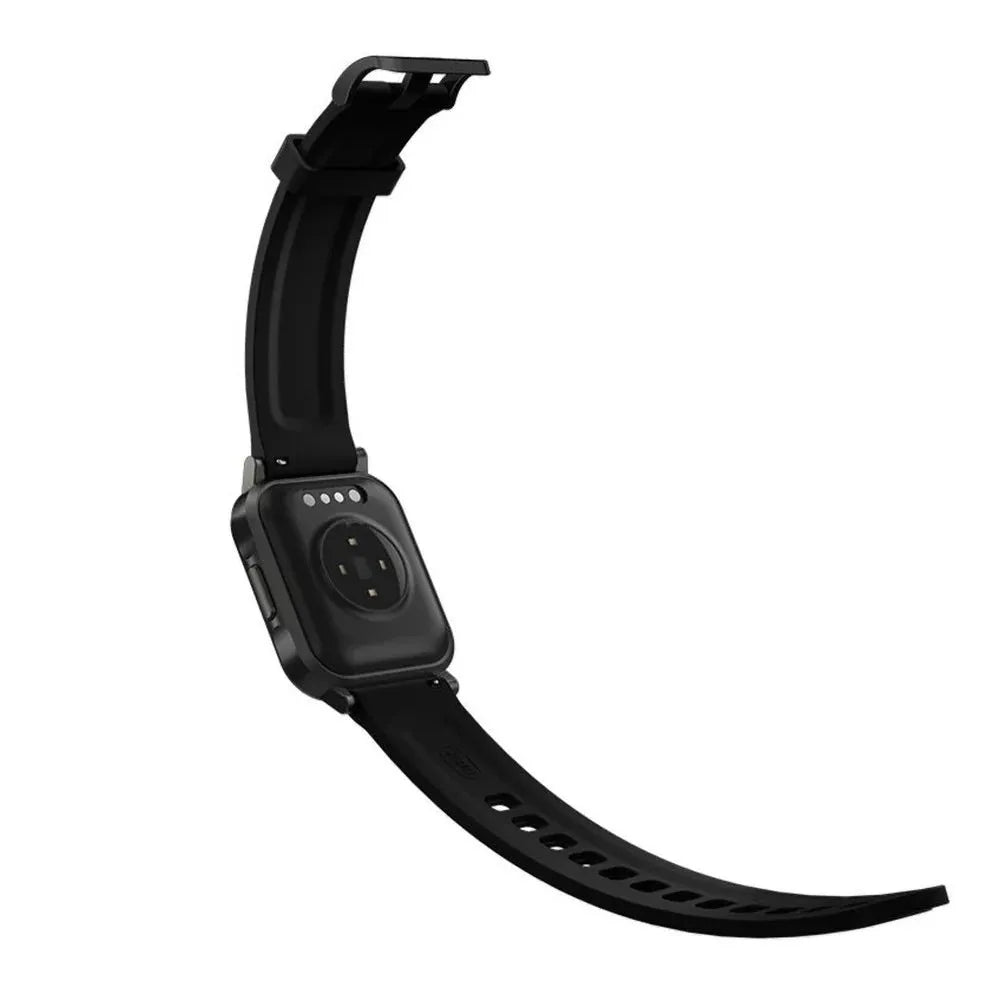 Black waterproof smart bracelet with 1.4-inch touchscreen on silicone wristband