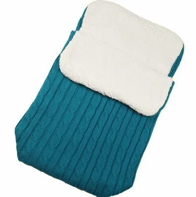Envelope-style baby stroller sleeping bag in beige with lamb cashmere lining and cotton wool filling