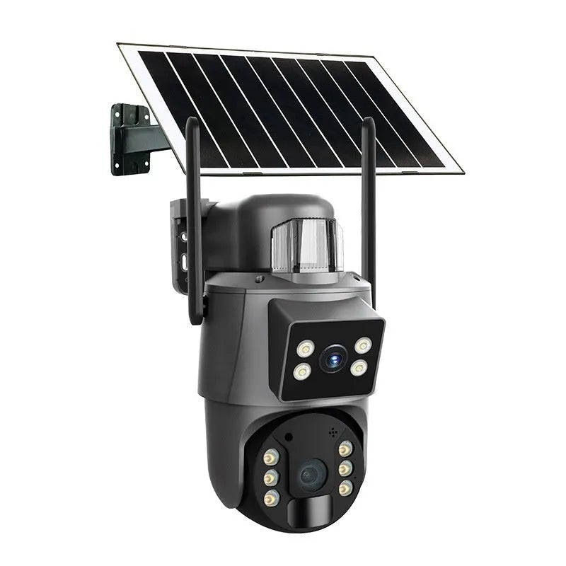 Solar powered 6MP security camera with full colour night vision on wall mount