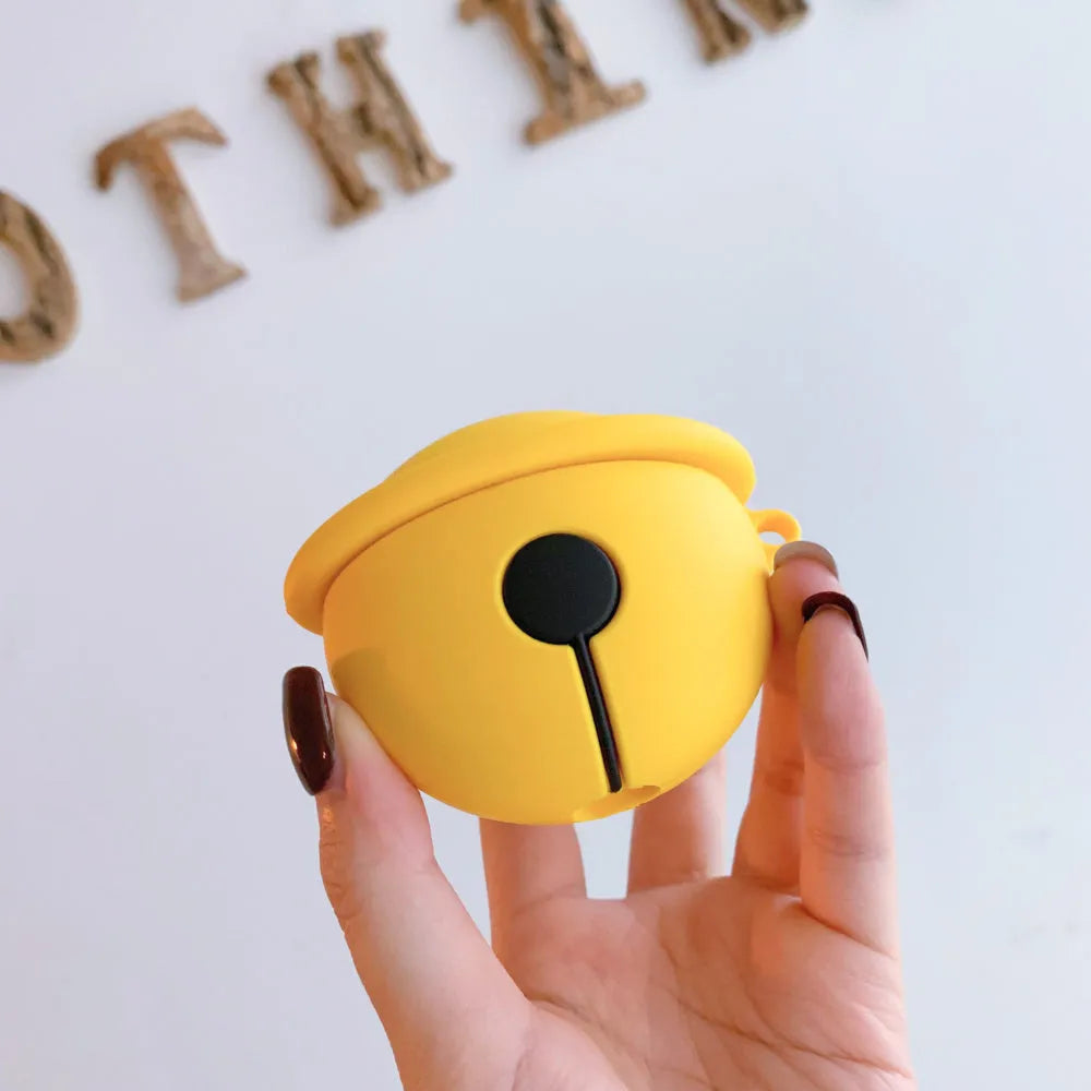 Yellow bell-shaped silicone protective case for AirPods 1st and 2nd generation headphones