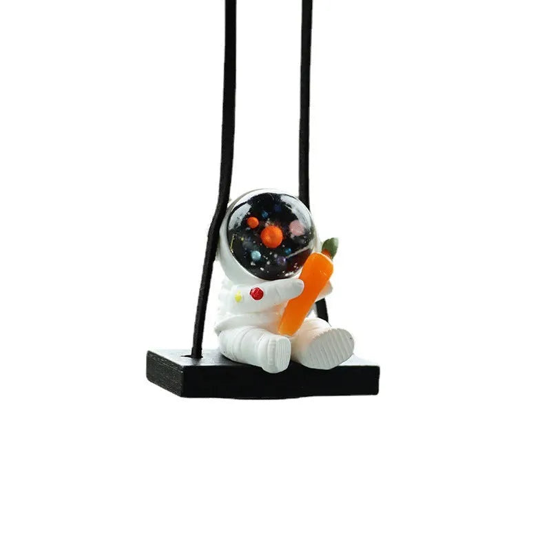 Resin astronaut car pendant in cartoon style with hook for hanging
