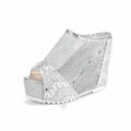 Women's chunky heel platform sandals with hollowed heel design in black colour