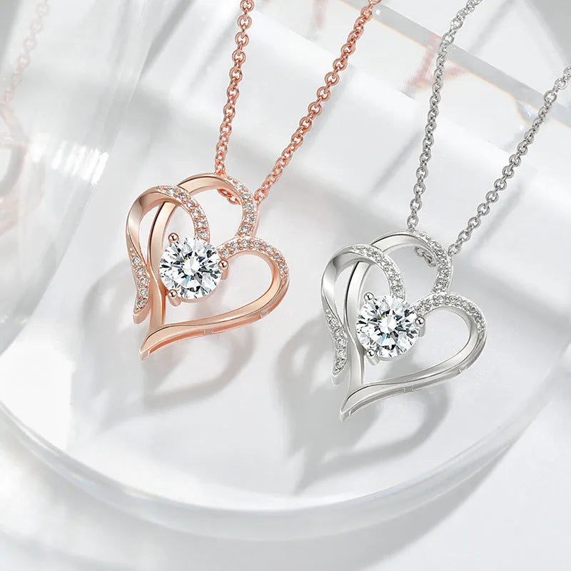 Women's heart necklace in 925 silver with gold plating options