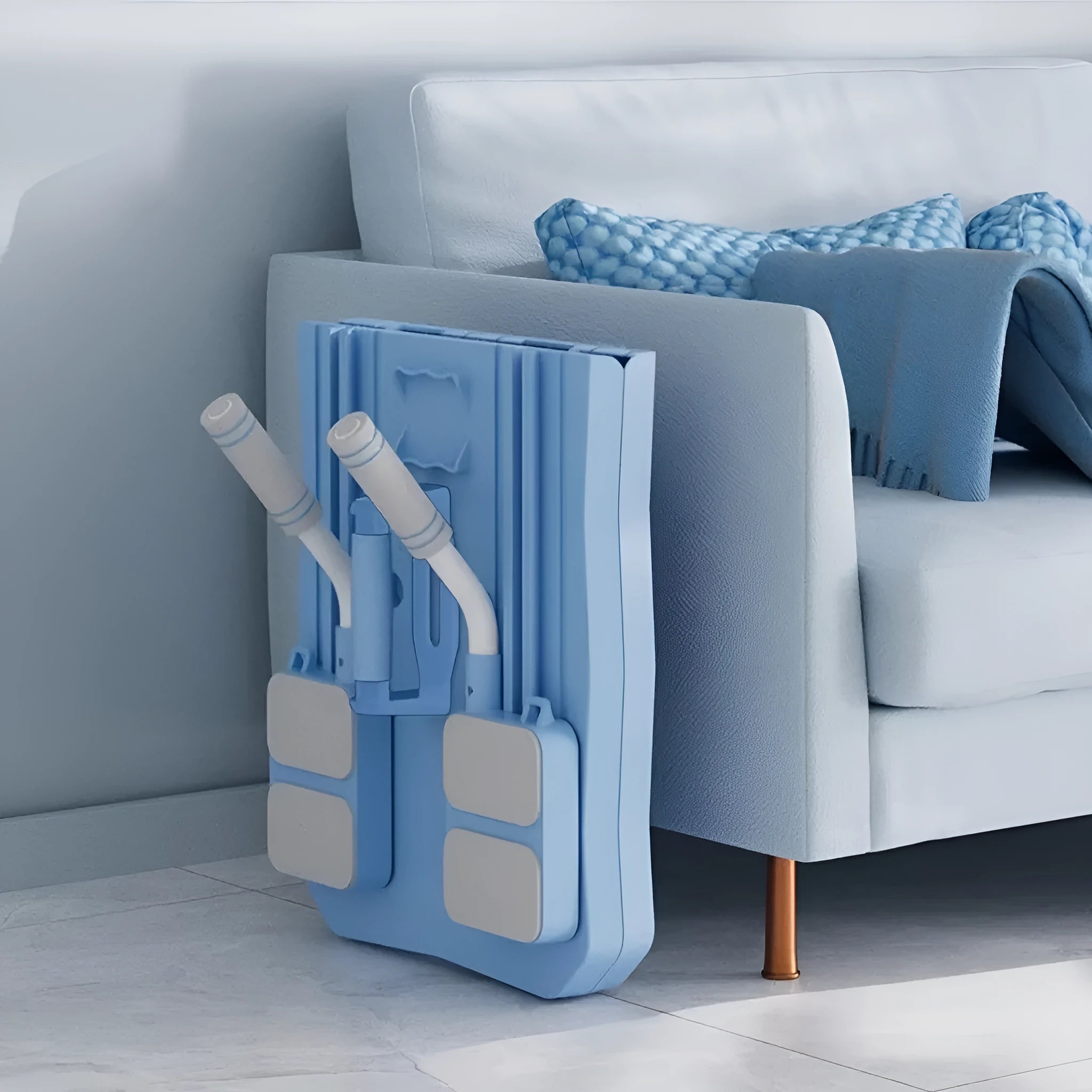 Blue ABS supine board with wheel for home abdominal exercises
