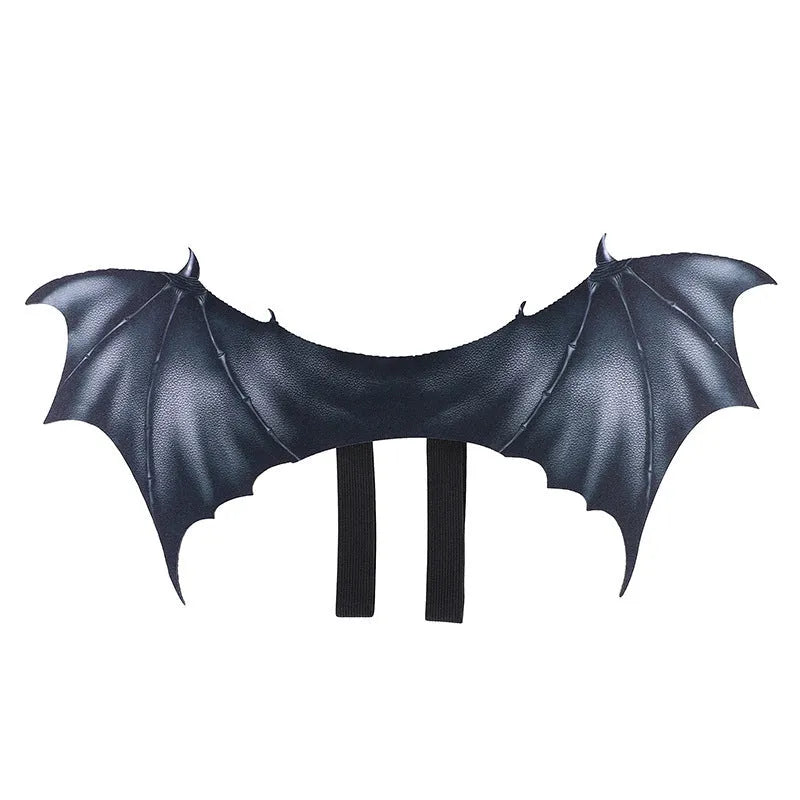 Black cloth bat wing Halloween costume for a dog or cat on a white background
