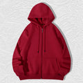 Men's plus size heavyweight zipper hooded sweater cardigan in beige colour showing front zipper and hood