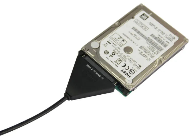 Black USB 3.0 to SATA adapter cable with 7+15 pin connector for external hard drive connection