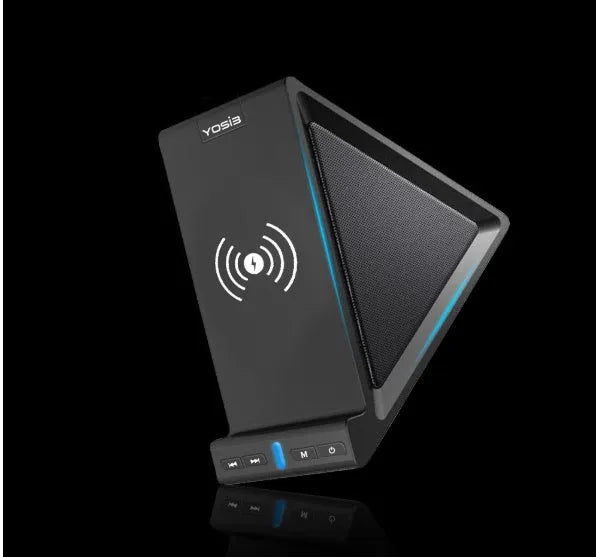 Black ABS multifunctional Bluetooth speaker with integrated mobile phone stand and 2000mAh power bank