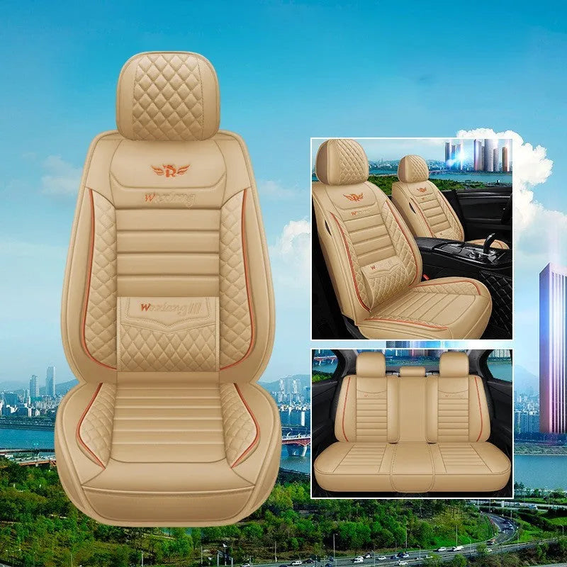 Five-seasons universal car seat cushion with high elastic sponge filler in a red colour.