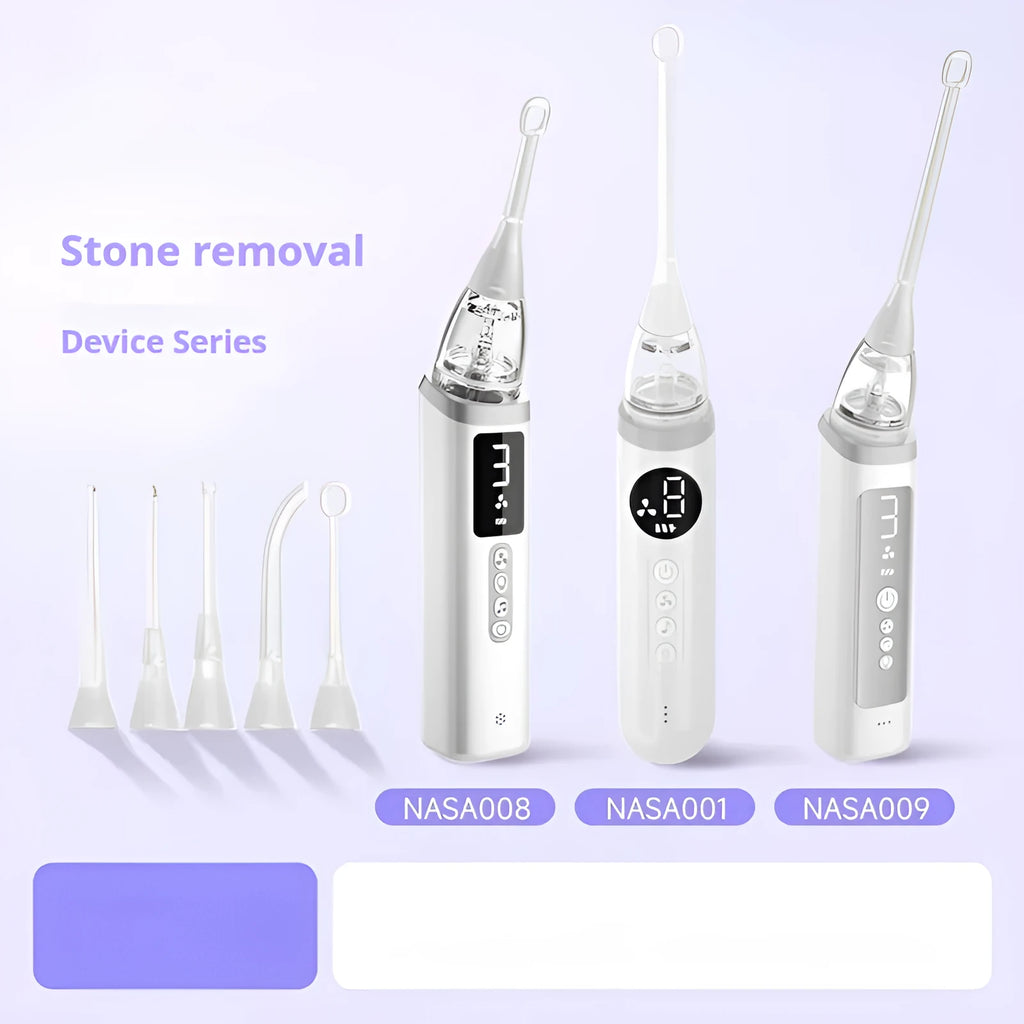 Milky white tonsillar extractor oral cleaning tool for dental stone removal