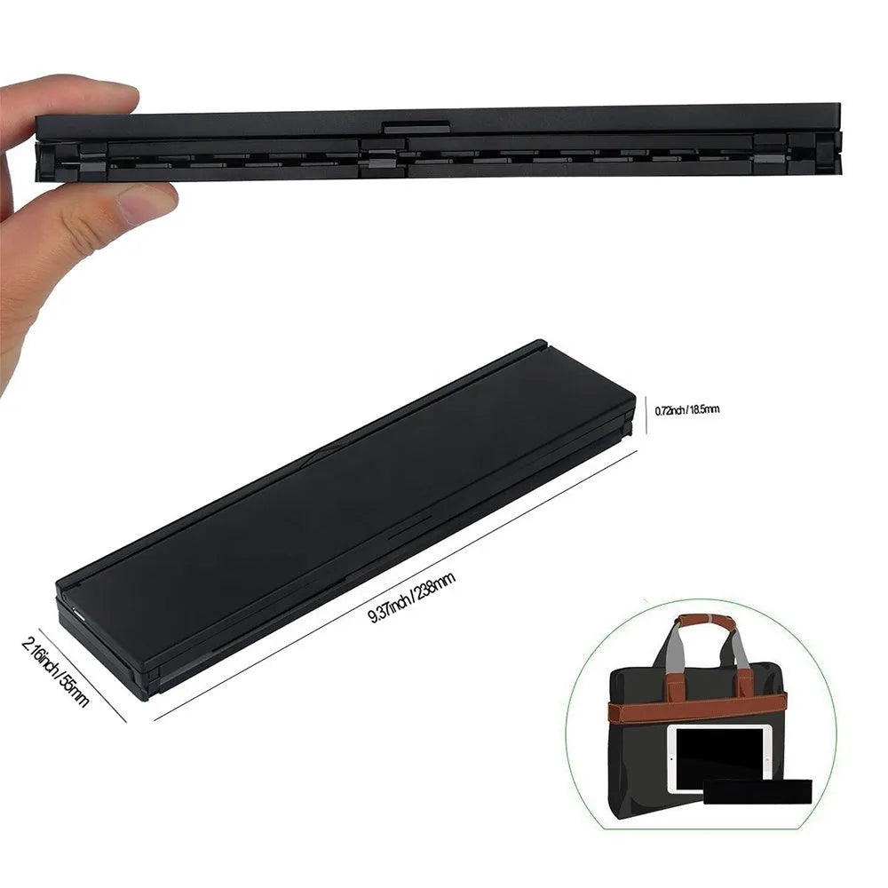 Black and white folding Bluetooth wireless keyboard for 5-8 inch tablets with aluminum bottom cover