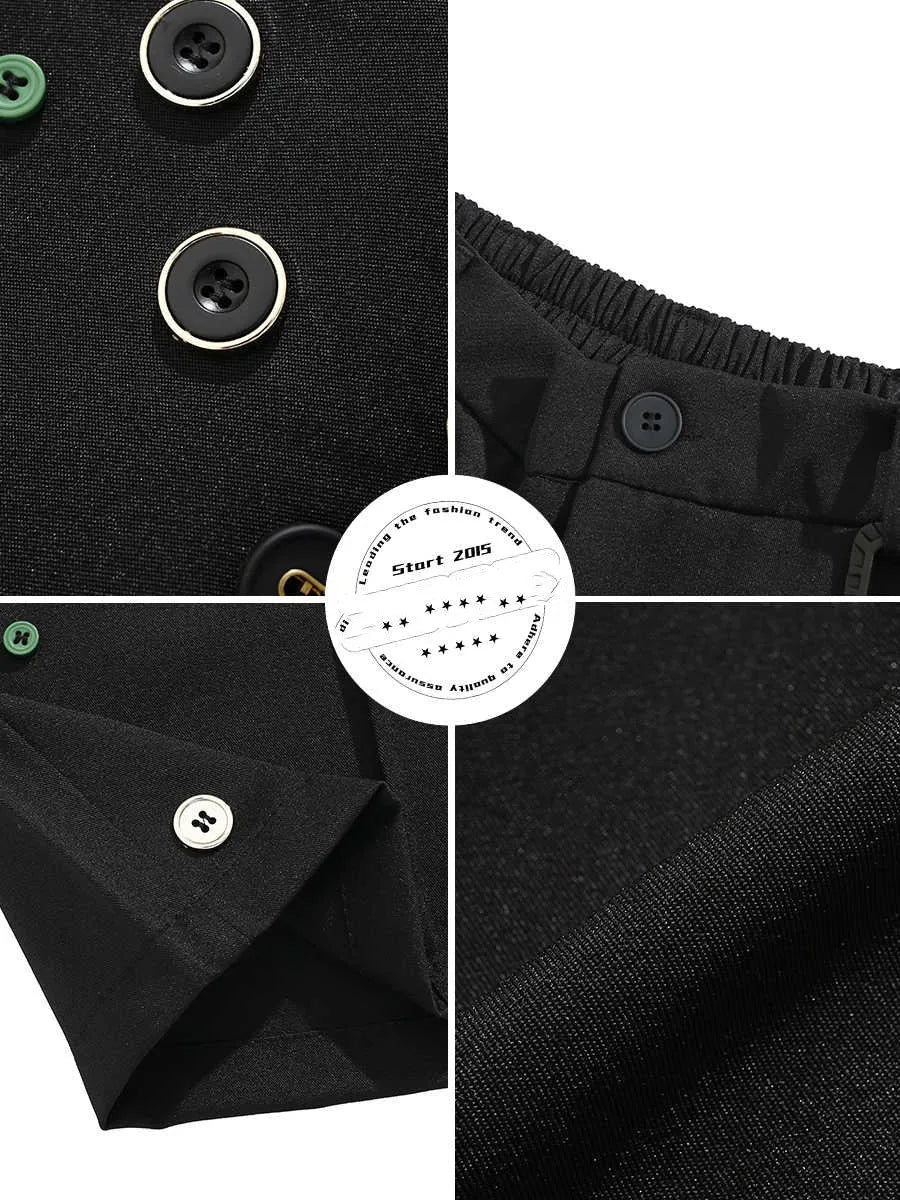 Black men's casual shorts with a semi-elastic waistband, zip fly, and straight-leg loose fit.