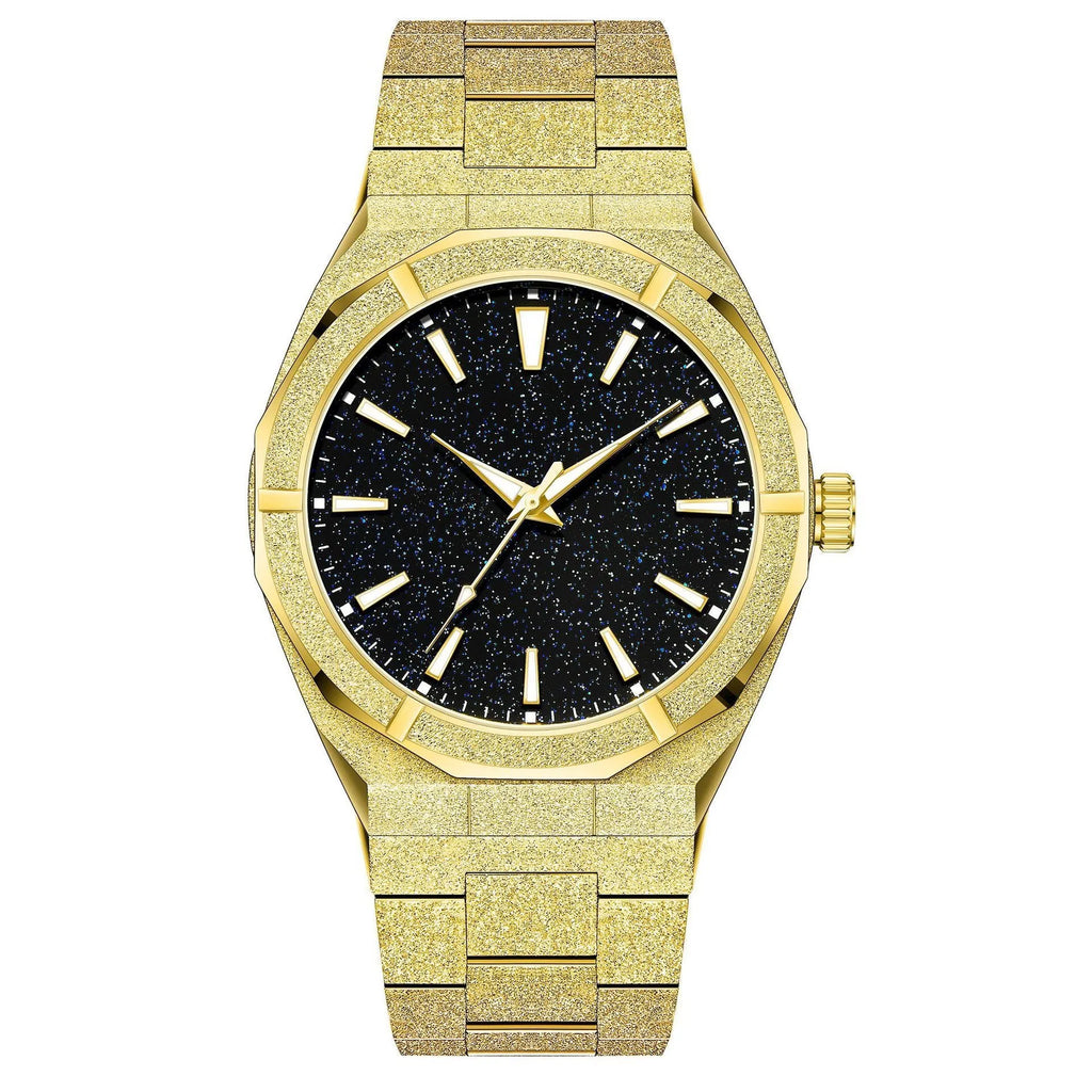 Men's business watch with stainless steel frosted finish and luminous markers in silver colour