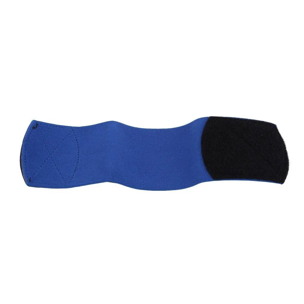 Elastic rubber shin guard tape belt in red, blue, black, and white colours for football and cycling