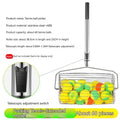 Stainless steel roller tennis ball picker with handle on a court