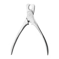 Silver stainless steel pet nail clipper with a quick-stop safety guard for dogs and cats.