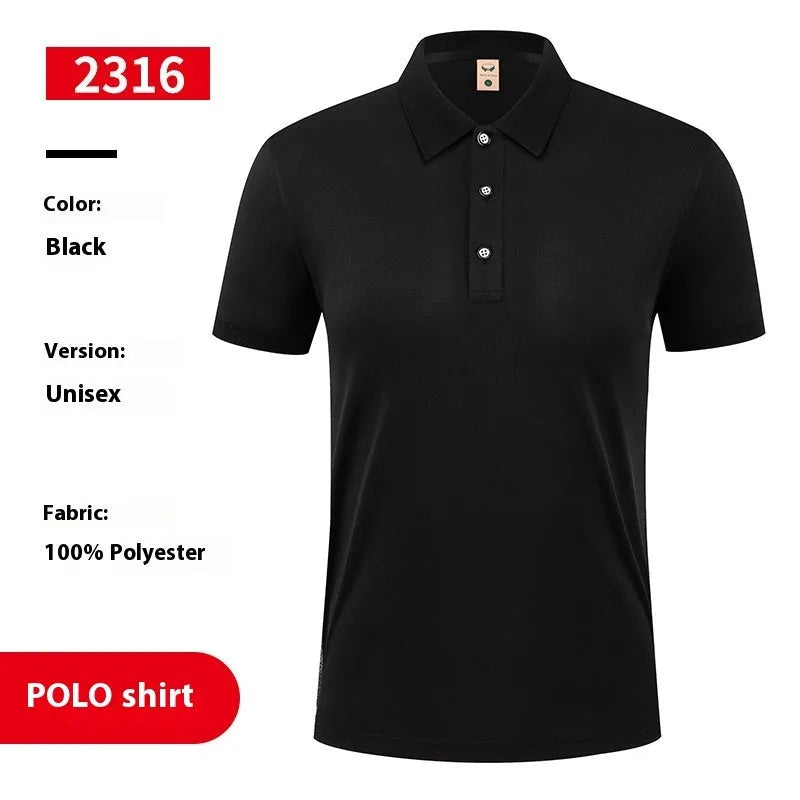 Ice silk polo shirt with advertising logo pattern, short sleeve pullover in white, black, red, light blue, wine red or orange
