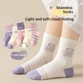 Children's cotton mid-calf socks 5-pair pack, lace detail, with Baby Bear design for girls ages 1-12