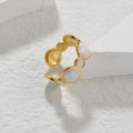 Adjustable geometric ring in stainless steel with electroplated finish